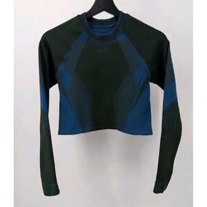 LNDR Women's Khaki Petrol All Seasons Crop Long Sleeve Top Size M/L Gym Running